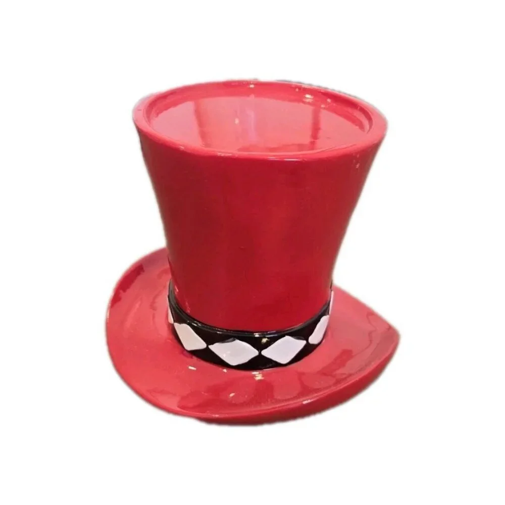 New Red / Green Checkered Christmas Top Hat Candle Holder Candle Stand Decor - Picture 3 of 3